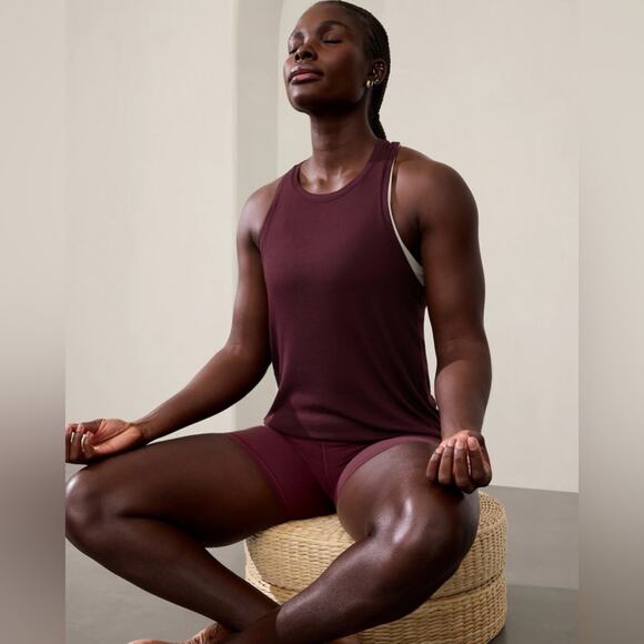 Athleta Maroon “Ease In Rib Tank” Racerback Breathable Workout Top Size Medium - Picture 3 of 16